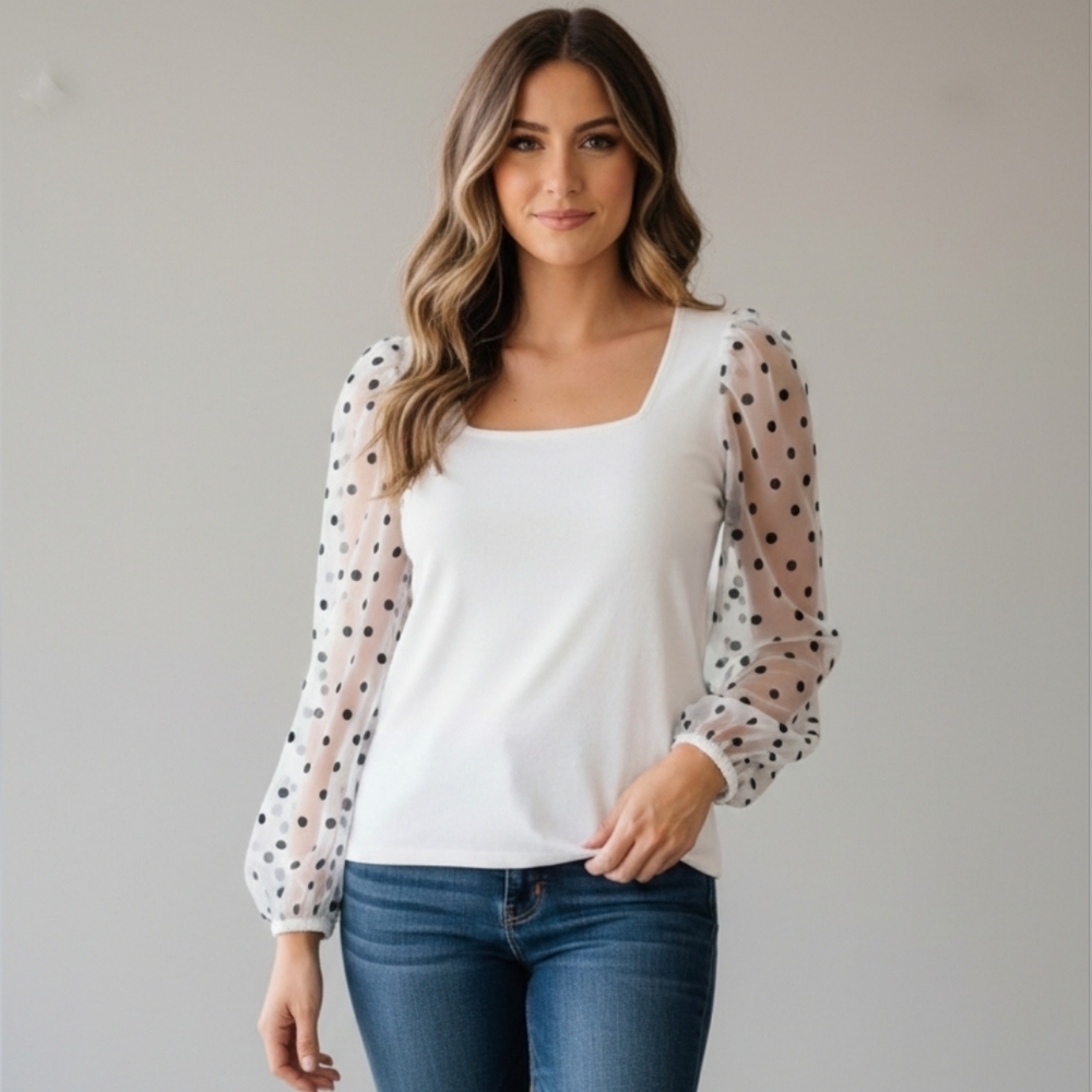 ee:Some Long Sleeve Polka Dot Women's Blouse Size L